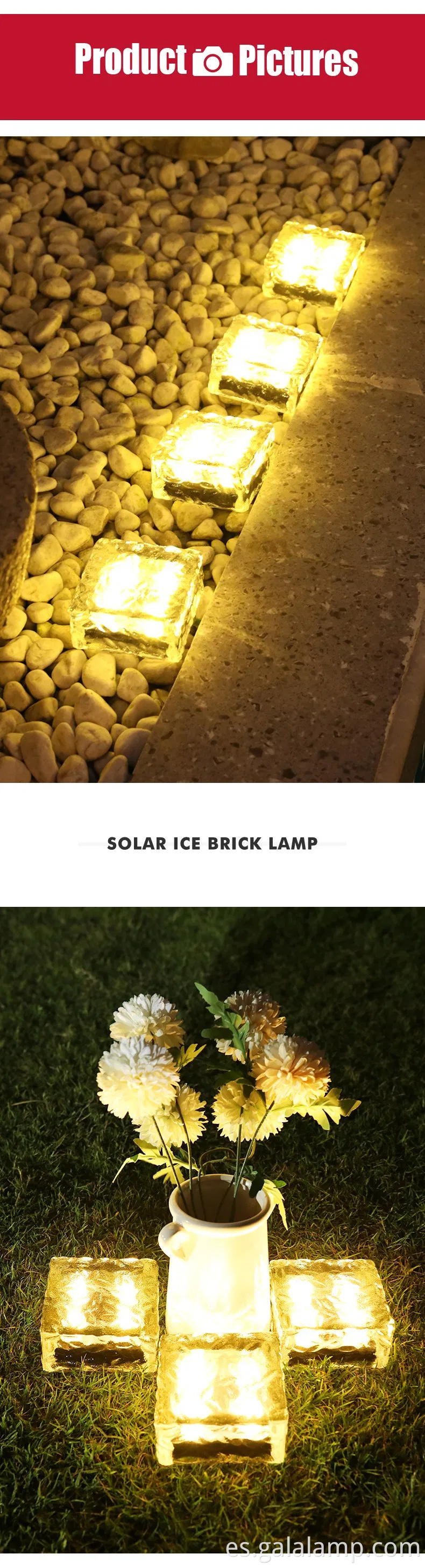 Luces LED de vidrio de cristal con energía solar para espacios al aire libre